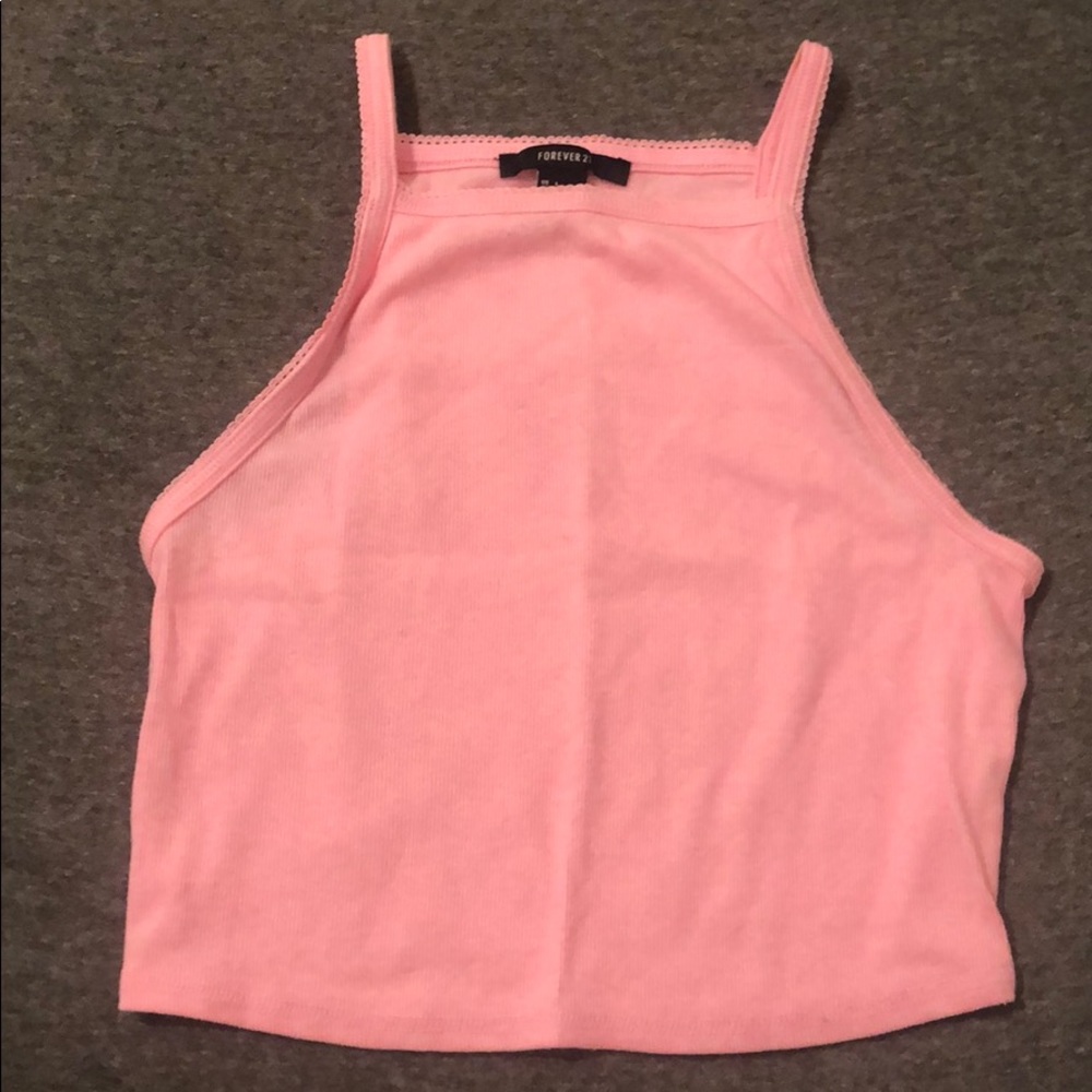 pink cropped halter top